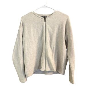 Eileen Fisher 100% Organic Cotton Tan‎ Crewneck Full Zip Cardigan Sweater XS